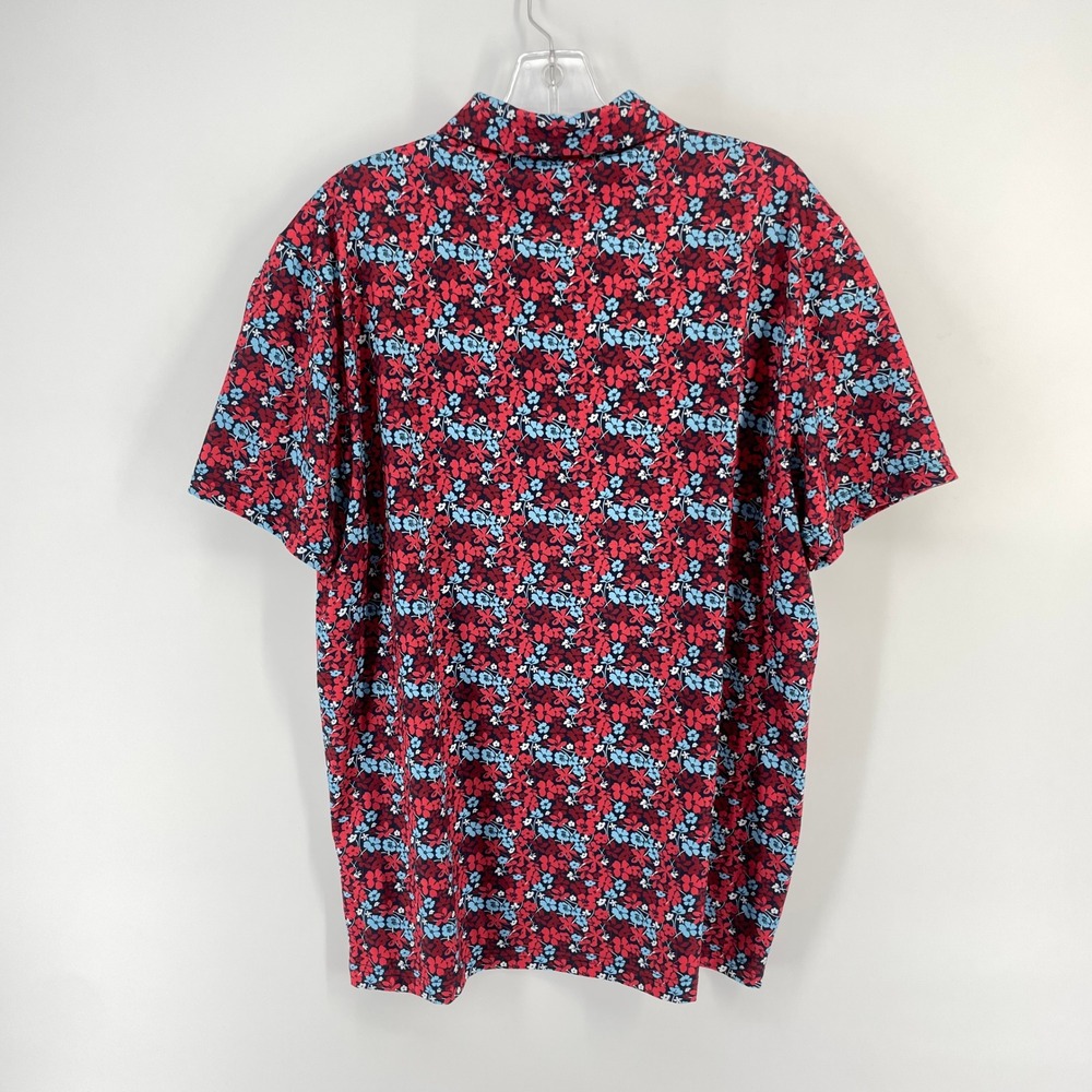 Chaps Golf Mens Large Red Blue Floral Performance Polo Shirt CHM34KT055 - Picture 7 of 10